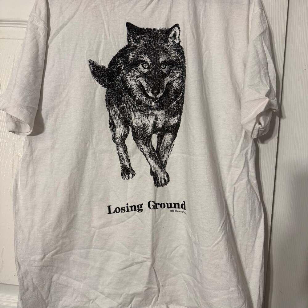 Vintage 90s Losing Ground Wolf Tee Size XL